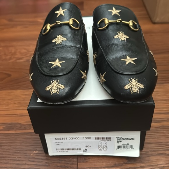 Gucci Quentin Bees and Stars Princetown Mules size 40.5 - Picture 4 of 5